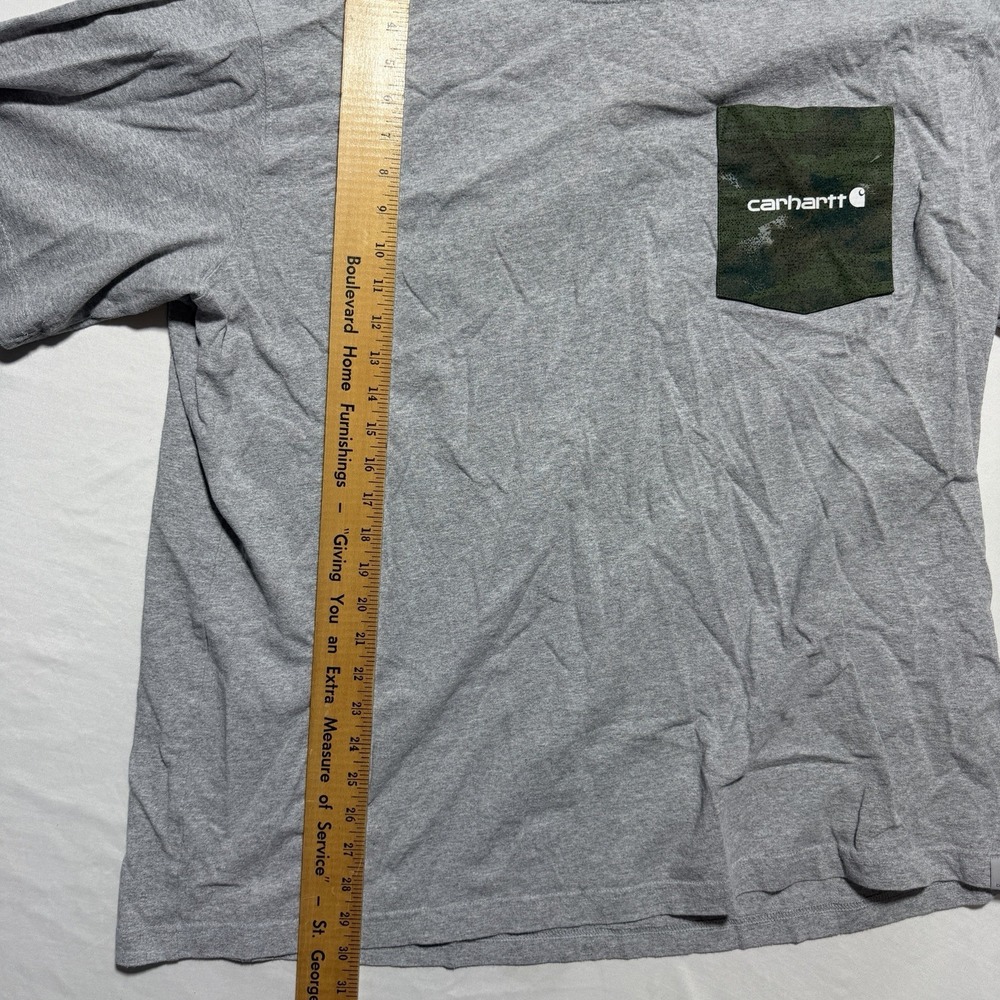 Carhartt Pocket T Shirt Mens 2XL Grey Relaxed Fit Camo Chest Pocket 105352 HGY - Picture 7 of 10